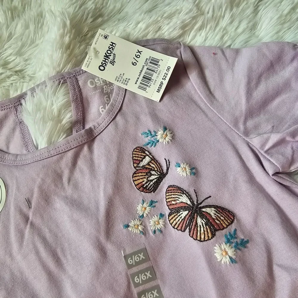 OshKosh B'gosh Lavender Butterfly Tee Size 6/6x